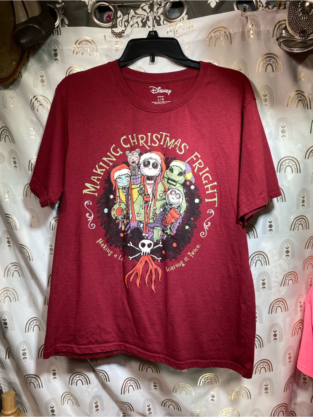 Disney Burgundy and White Logo Tee